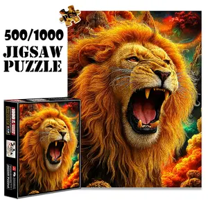 1pc 1000 piece adult puzzle 70x50cm Roaring Lion with Majestic Mane500 pieces paper jigsaw puzzle suitable for DIY creative games for adults and families, birthday and holiday stress relief gifts, l