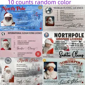 Random Color Santa Claus Design Driver License, 10pcs/set Creative Christmas Themed ID Card, Festive & Party Supplies for Home & School & Office