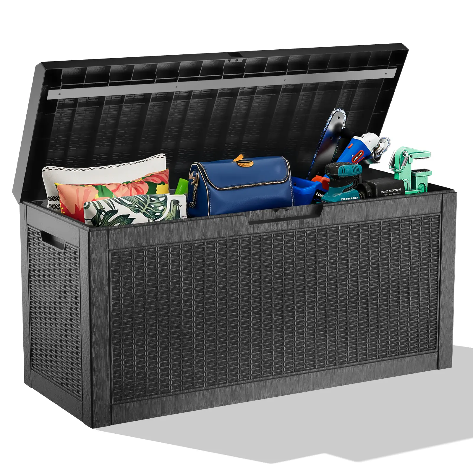 Easy Up 60-Gallon Cube Weatherproof Plastic Storage Bench - Home Outdoor Furniture, 22.13"l x 22.13"w x 24.21"h, Reinforced Frame, UV-Resistant, Lockable, 330 lbs Capacity, Quick Setup, Multi-Functional for Cushions, Backyard Parties, Assembly Required