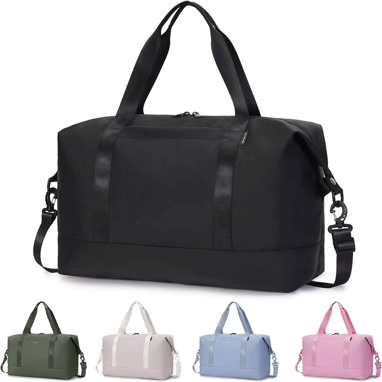 Travel Duffel Bag, 18x14x8 Personal Item Bag, Water Resistant  Gym Bag, Weekender Overnight Bags for Women Men, 30L Black