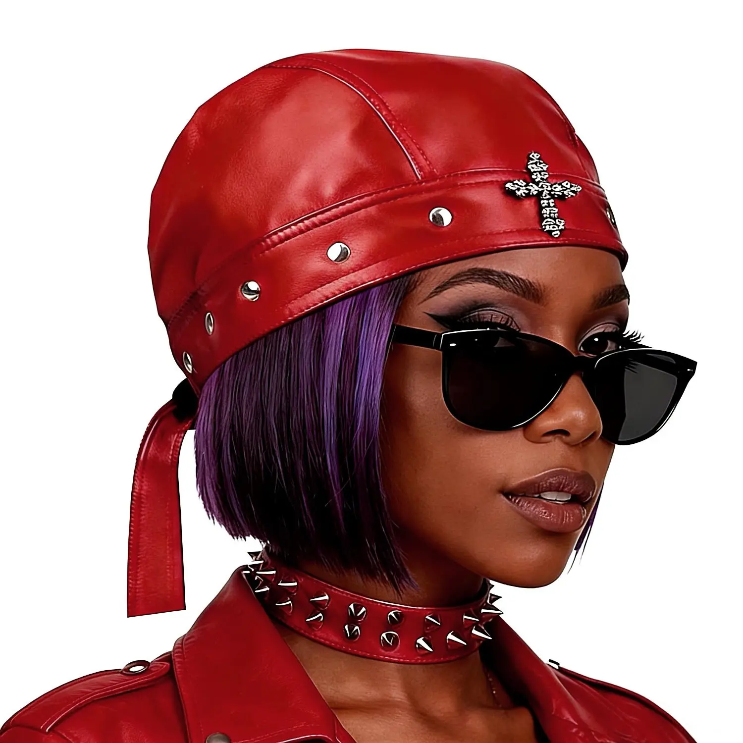 Punk Motorcycle Skull Cross Cap Biker Cap for Women/Men Adjustable