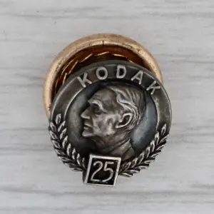 Vintage Kodak 25 Years Company Service Award Pin Sterling Silver Figural