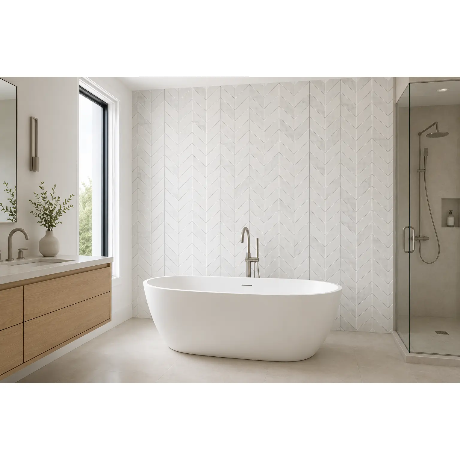 Daltile Famed Chevron Microban Fortune Polished 10" x 12" Marble Mosaic Tile | Spotlight Savings