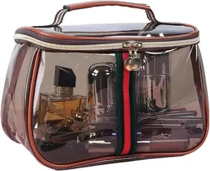 Large Waterproof Retro Vanity Bag – Transparent Cosmetic Organizer for Women