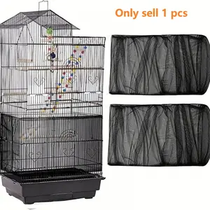 Bird Cage Cover, 360 Degrees Covering Bird Cage Mesh Net, Elastic Birdcage Cover, Soft Bird Seed Guard Skirt for Home, Bird Cage Accessories, Bird Cage Veil