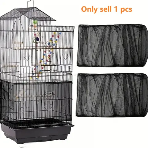 Bird Cage Cover, 360 Degrees Covering Bird Cage Mesh Net, Elastic Birdcage Cover, Soft Bird Seed Guard Skirt for Home, Bird Cage Accessories, Bird Cage Veil
