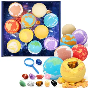 10-Pack Kids Galaxy Bath Bombs with Surprise Toys, Organic Bubble Bath Balls, Solar System Gems, Easter Christmas Birthday Gifts