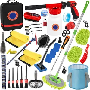 56 count  Wash Cleaning Kit with  ,  Wash Brush with Long Handle,  Detailing Kit,  Wheel Brush for  Cleaning Supplies, Adjustable Hose Wash Sprayer-Quick Connector to Any Hose