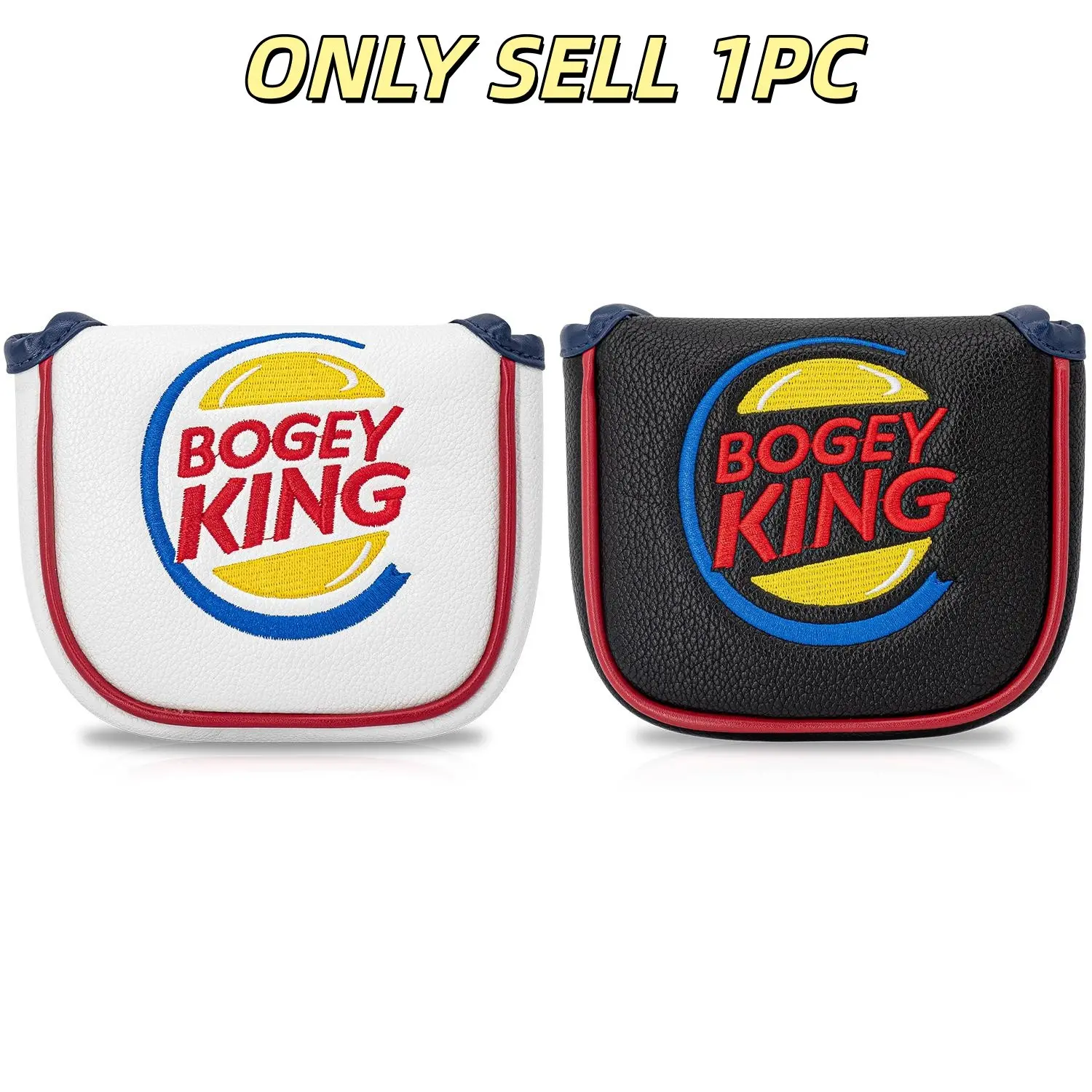 Bogeys King Design Style Club Head Cover, Golf Putter Club Cover, Golf Mallet Putter Cover, PU Material, Advanced Embroidery for Most Brands, Golf Accessories, Golf Supply
