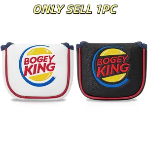 Bogeys King Design Style Club Head Cover, Golf Putter Club Cover, Golf Mallet Putter Cover, PU Material, Advanced Embroidery for Most Brands, Golf Accessories