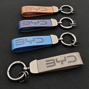 2025 Luxury Leather Car Keychain Logo BYD Key Rings  For BYD ATTO 3 SEAL U DOLPHIN U8 U9 HAN TANG Auto Accessories