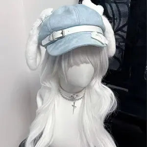 The grey puppy ear hat subculture beret is cute and individualistic, and it's a culture of otaku