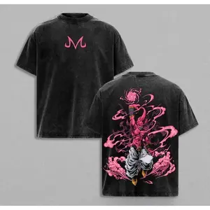Majin Buu Vintage Washed Anime T-Shirt |   Kid Buu Pink Energy Graphic Tee |   Oversized Streetwear Retro Shirt |   Heavy Cotton Gift for DBZ & Anime Fans