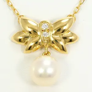 Mikimoto Au750 Pearl Diamond Necklace
