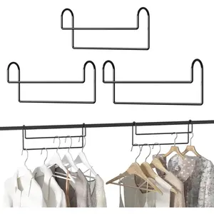 Space Saving Hangers for Clothes: 3 Pack 12 inch Magic Hanger Closet Organizer Metal Heavy Duty Hangers for Shirt Coat Pants Skirt Sorting Storage - Black