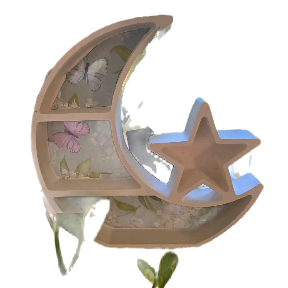 star and moon decor shelve with Butter Flys