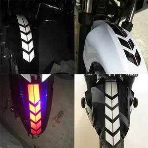 8-Pack Motorcycle Reflective Racing Stripe Decals — Waterproof Arrow Fender Stickers for Car, Truck, Scooter, and Ebike. Night Safety Reflective Tape That Looks Like A Racing Livery. Universal Exterior Body Side Accessories