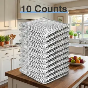 10 Count Non-Scratch Wire Dishcloth, 2-Layer Multipurpose Metal Scrubber & Wipe for Wet & Dry Cleaning, Reusable Kitchen Cleaning Cloth for Cookware, Sinks, Dishes, Cooktops & Household Items