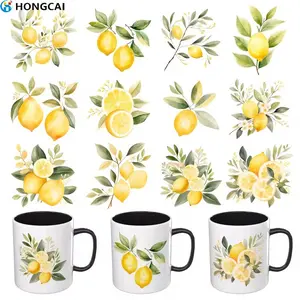 Lemon Pattern Sticker (12pcs/set), Self Adhesive Decorative Sticker, DIY Decals for Mug, Glass, Paper, Printing, Office Stationery & Supplies, Ornaments