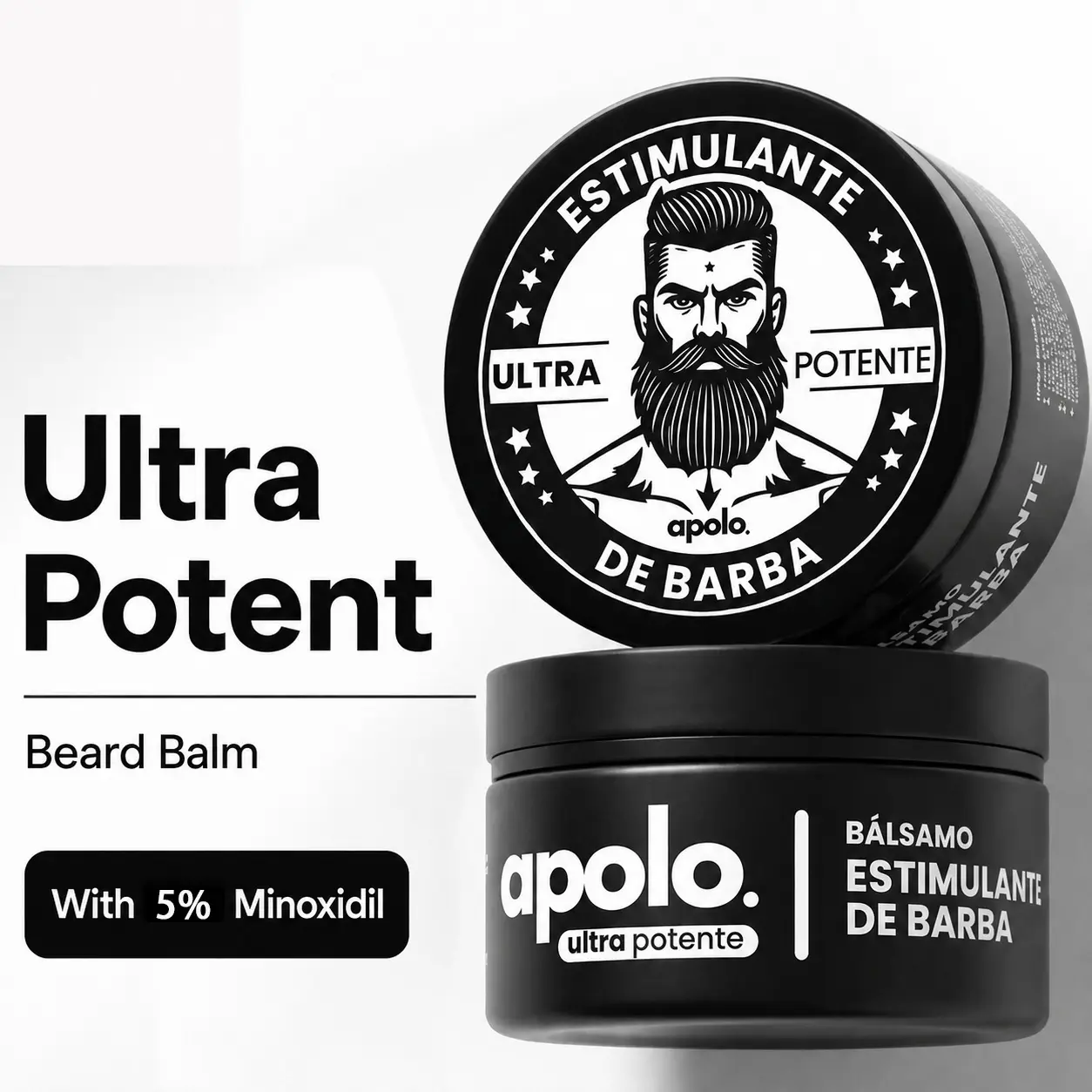 Apolo Ultra Potente Minoxidil Beard Growth Cream - Men's Special Thickening Blend, Super-Strong Beard Stimulant Cream, Target Severe Alopecia Beard, Fast Follicle Wake-Up & Repair Sparse Areas, Gets Perfect Beard。