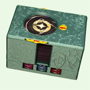 Emerald Lorcana Deck Box with Lore Counter Token Tray & Card Storage 3-in-1 Accessory Pack for 60 Double-Sleeved Cards Secure Magnetic Closure