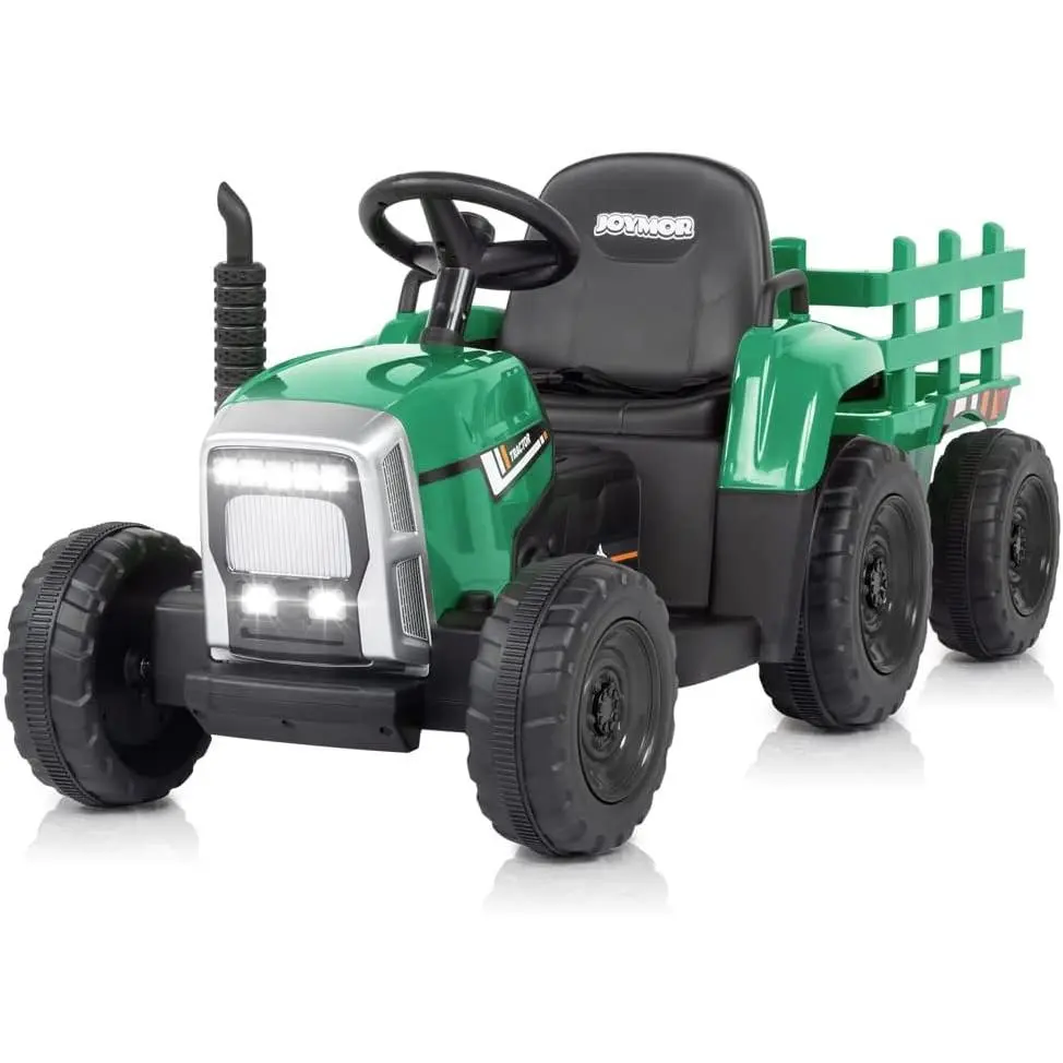 VALUE BOX Ride on Tractor with 2.4G Remote Control 12v Electric Tractor with Trailer Kids Toddler Motorized Vehicles Toy Car w/Music, Seat Belts, LED Lights