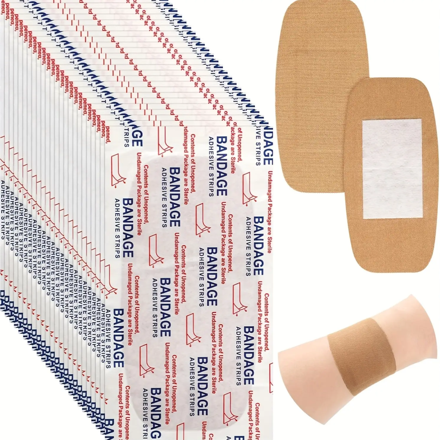 30pcs Extra Large Woven Fabric Adhesive Bandages - 10cm x 5cm Sterile, Breathable, Flexible, Waterproof, Latex-Free First Aid Strips for Home, Outdoor Athletic Knee & Elbow Wound Cover