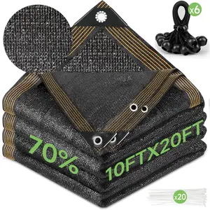 70% Shade Cloth 10ftx20ft Anti-Aging Sun Mesh UV Resistant Net, Sunblock Garden Tarp for Plant Cover, Greenhouse, Barn or Kennel, Flowers, Plants