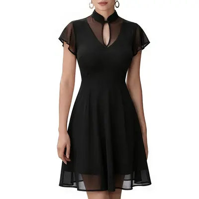 Black Dress with White Panels