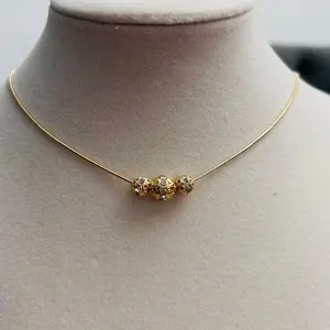 18k Gold Plated Necklace with Mouse Tail Design and Fire Ball Pendant for Stylish Accessory