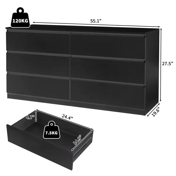 Black-6Drawer(Longer and Bigger)