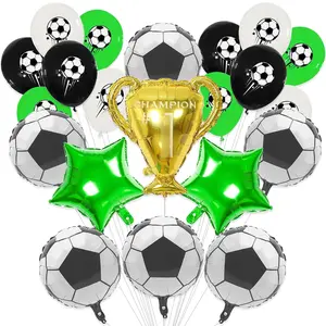 4D Soccer Balloon Set with Gold Trophy & Star Balloons for Sports Birthday Party Decorations