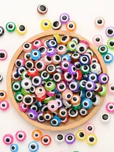 8mm Resin Evil Eye Beads, 50pcs Flat Round Loose Beads, DIY Jewelry Making Supplies, Handmade Craft Materials for Bracelets Necklaces Earrings