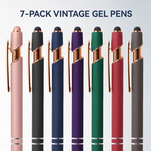 7 Pack Gel Pens with Stylus Tip, 2-in-1 Retractable Gel Pens, 0.5mm Black Ink Quick Dry Pens for Writing, Journaling, Office, School & Touch Screens, Ballpoint pen