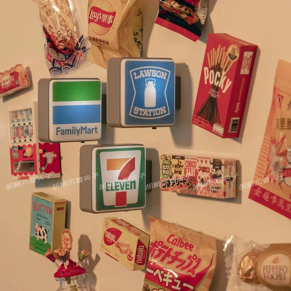 Japan 711 Family Lawson Light Sign Fridge Magnets - Creative Miniature DIY Magnetic Decorations for Home Accessories
