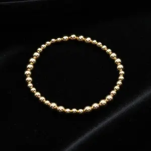 14K Gold Filled Mixed Bead Bracelet (5mm & 6mm) – Adjustable, Trendy, Waterproof, All-Match Exquisite Jewelry for Daily Wear & Party