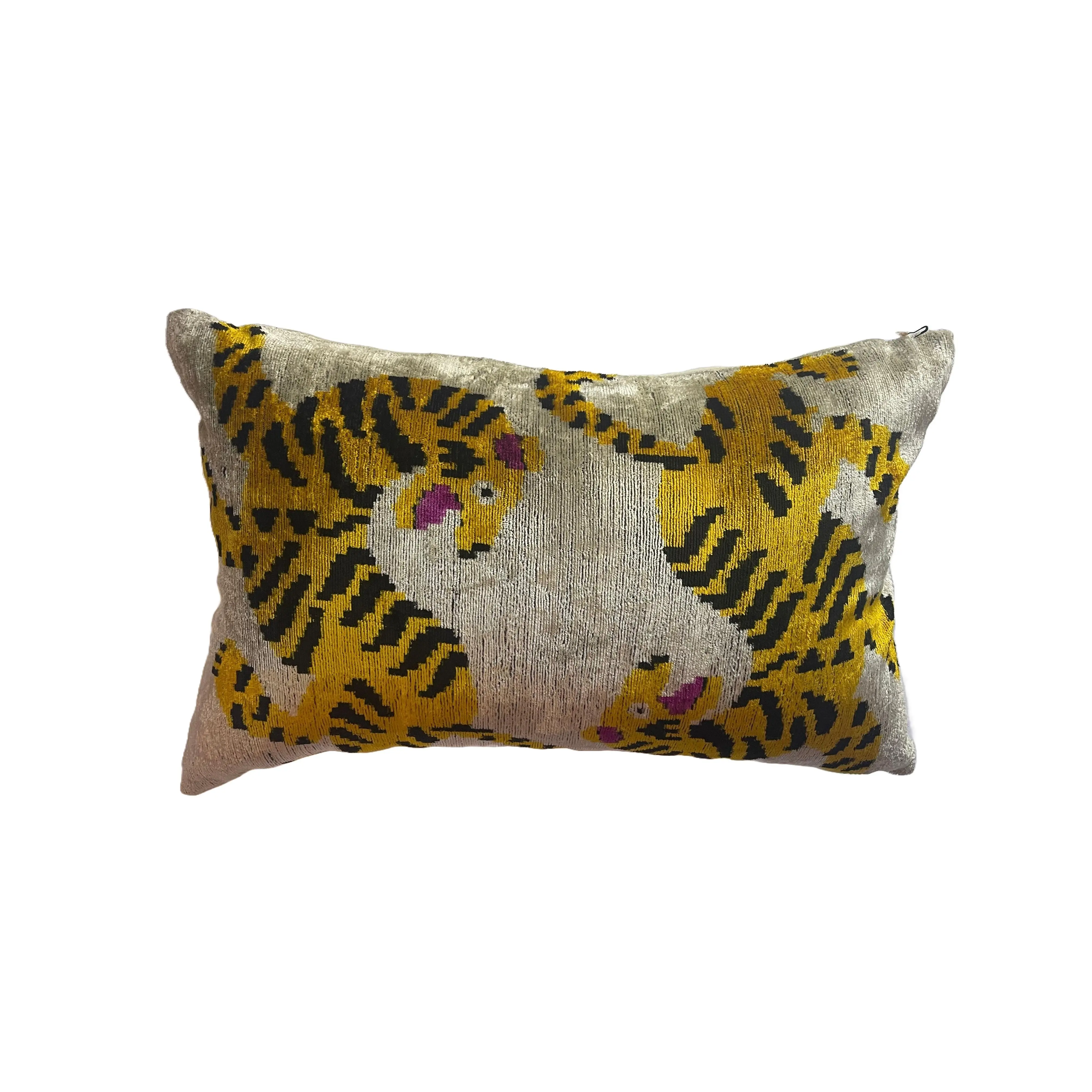Tiger pattern silk velvet lumbar pillow