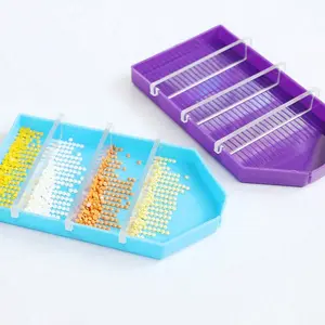 10pcs Diamond Painting Tray Turn-Over Diamond Tray Multi-Function Storage Box, With Slot Baffle, Brush, For DIY Handicraft Diamond Embroidery Cross Stitch