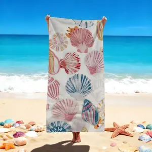 1 PC Colorful Seashell Pattern Beach Towels - Functional for Beach and Swimming Adventures Quick-drying, water-absorbent, lightweight, anti-sand-sticking, can be used as a travel towel, suitable for swimming pools, spas, Multifunctional Towel