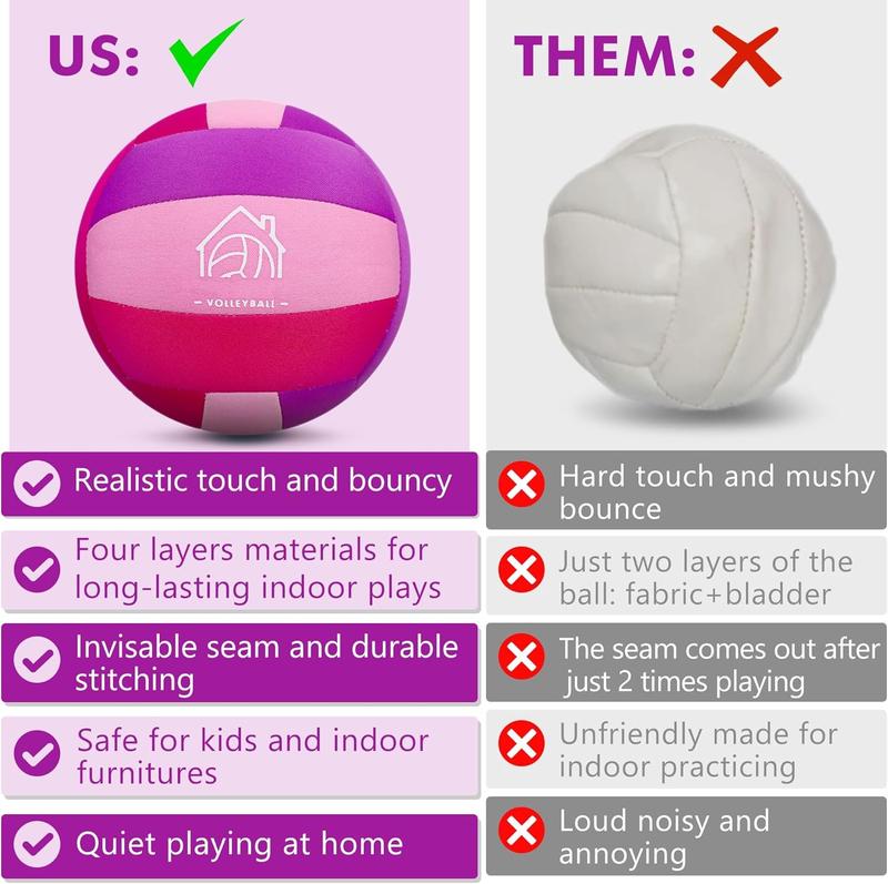 Soft Indoor Volleyballs for Practicing Inside House and Yard, Safe and Silent Volleyball for Girls Boys Kids Youth Beginners Training Birthday Christmas Easter Gifts