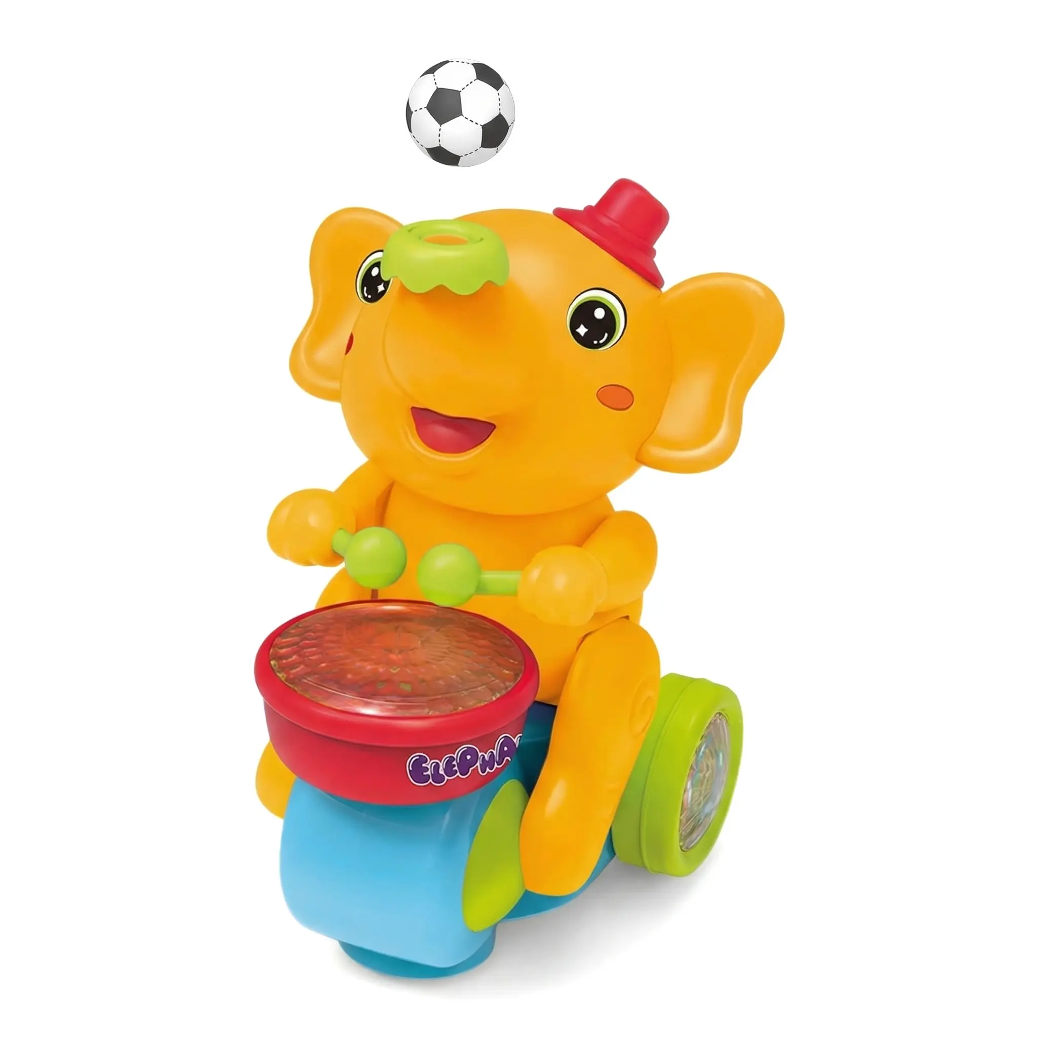 Electric Elephant Drummer Toy for Toddlers, Musical Light Up Air Floating Ball Toy with Singing, Dancing and Drum Beating Fun