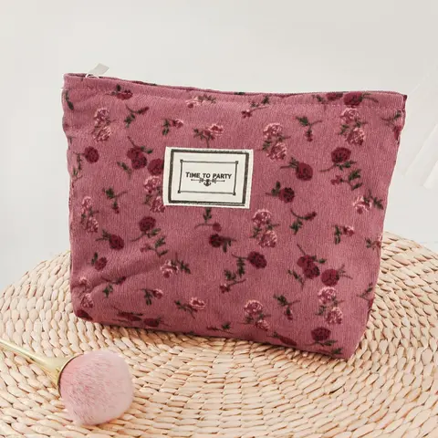 Floral Pattern Makeup Bag, / Portable Lightweight Zipper Storage Bag, Travel Skincare Storage Makeup Bag, Portable Storage Makeup Bag for School, Work, Daily and Travel, Makeup Organizer Pouch, Cosmetic Pouch, Cosmetic Travel Bags, Makeup Pouch for Purse
