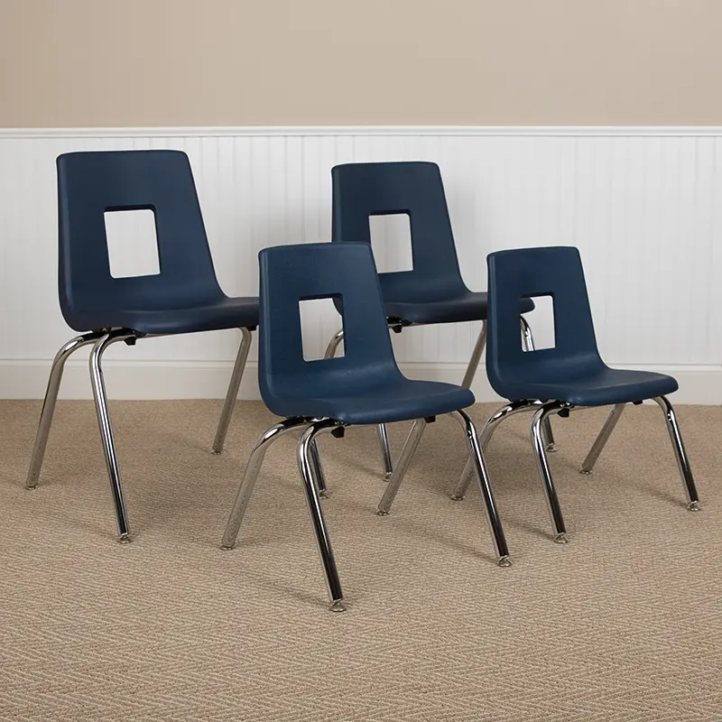Flash Furniture ADV-SSC-18NAVY 18 in. Plastic Advantage Stackable Armless Student Chair, Navy