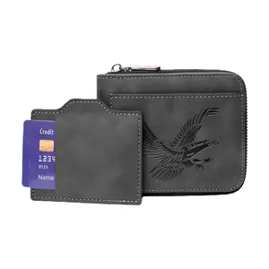 Men's Vintage Eagle-Embossed Short Wallet, Minimalist Multi Card Slot Bifold Wallet for Business Work Daily Use, Casual Trendy PU Leather Fashion Wallet