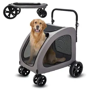 Pet Stroller 4-Wheels Dog Stroller Carrier 160lbs Weight Capacity Portable