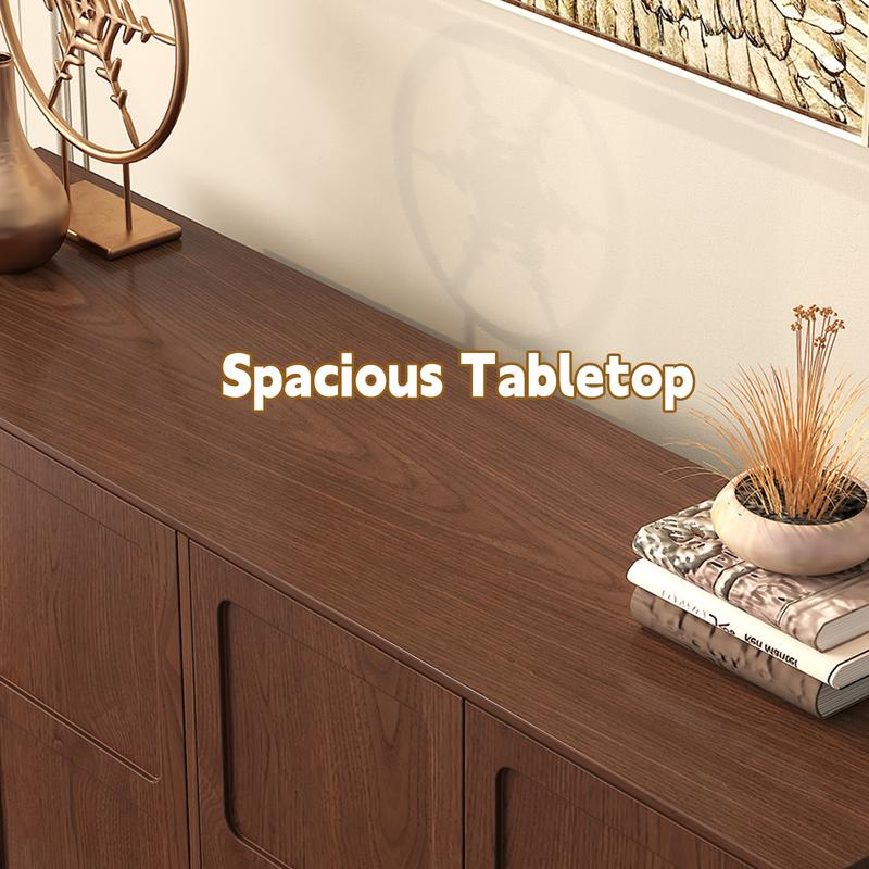 Mid-Century Modern Sideboard Buffet Cabinet, Walnut Wood 4-Door Storage Credenza, Large Capacity, Farmhouse Home Furniture, Entryway Living Room Dining Room, Scratch-Resistant Surface, Hidden Storage Organizer