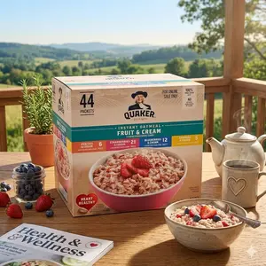 Quaker Instant Oatmeal Fruit & Cream Variety Pack, Single Serve Packets, (44 Pack)