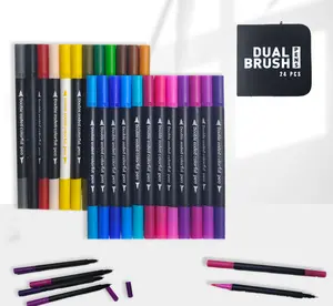 100PCS Colored Art Markers Set For Artist And Adult Books Acrylic Paint Colored Pen Supplier Dual-Tip Paint Beadable Standard Writing Miniature Scene Crafting Kit stationery supplies girly office supplies For Daily Devotional Bible Study Guide