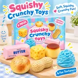 6‑Piece Boxed Food‑Shaped ASMR Sound Fidget Set, Squishy Crunchy Stress Relief Sensory Decompression Tools, Whimsical Gifts, Toys for Grown Ups, Sensory Room Supplies
