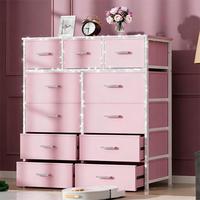 11 Pink Drawers (diamond Strips+Crystal Handles)